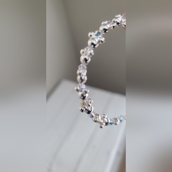 Authentic Disney Adjustable Mikey Mouse Silver Bracelet with Crystal Beads - Picture 5 of 5